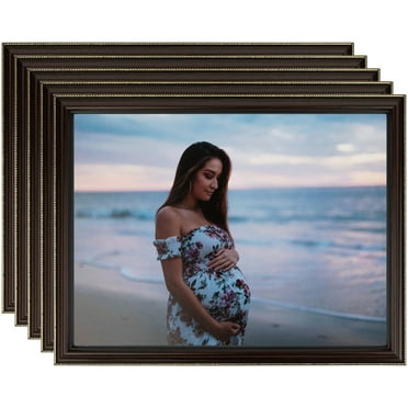 ArtToFrames 11" x 14" Mahagony with Gold Beads Picture Frame, 11x14 inch Brown Wood Poster Frame (WOM-4412), 5 Pack