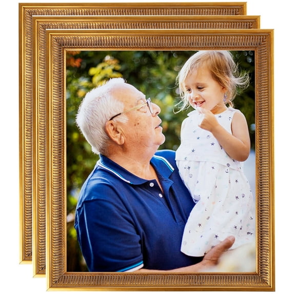 ArtToFrames 11" x 14" New Gold Picture Frame, 11x14 inch Gold Wood Poster Frame (WOM-4998), 3 Pack