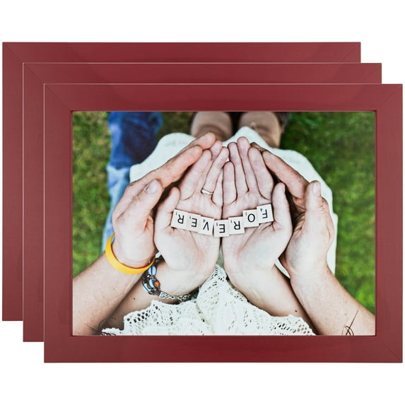 ArtToFrames 11" x 14" Red Picture Frame, 11x14 inch Red Wood Poster Frame (WOM-4119), 3 Pack
