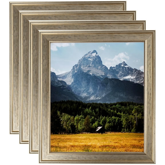 ArtToFrames 11" x 14" Silver Panel Picture Frame, 11x14 inch Multi Wood Poster Frame (WOM-5094), 4 Pack