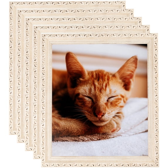 ArtToFrames 11" x 14" White Wash Picture Frame, 11x14 inch White Wood Poster Frame (WOM-4906), 5 Pack