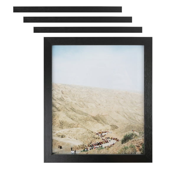 ArtToFrames 11" x 14" Woodgrain Black Shadowbox 1.5 inch Tall Picture Frame, 11x14 inch Black Wood Poster Frame (WOM-5139), 4 Pack