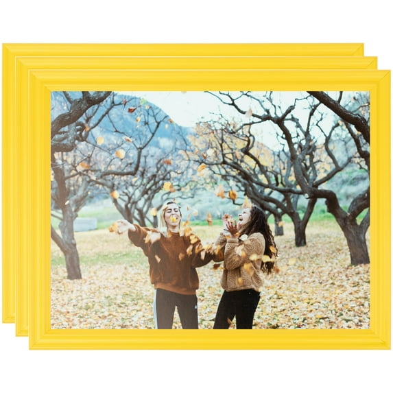 ArtToFrames 11" x 14" Yellow Stain on Hard Maple Picture Frame, 11x14 inch Yellow Wood Poster Frame (WOM-4265), 3 Pack