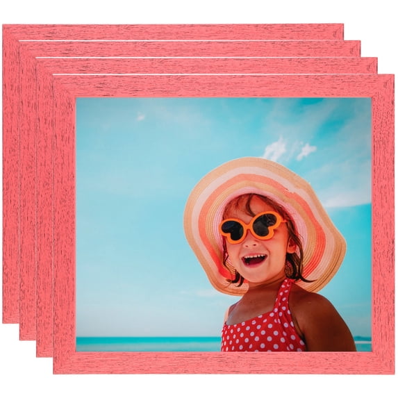 ArtToFrames 11" x 17" Distressed Pink Picture Frame, 11x17 inch Pink Wood Poster Frame (WOM-4480), 4 Pack