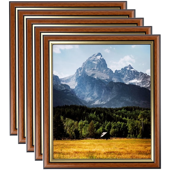 ArtToFrames 11" x 17" Honey with Gold Picture Frame, 11x17 inch Brown MDF Poster Frame (WOM-4446), 5 Pack
