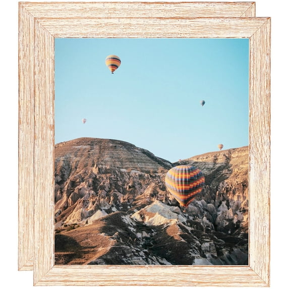 ArtToFrames 11" x 17" Knotty Pines Pecan with White Wash Picture Frame, 11x17 inch White Wood Poster Frame (WOM-4771), 2 Pack