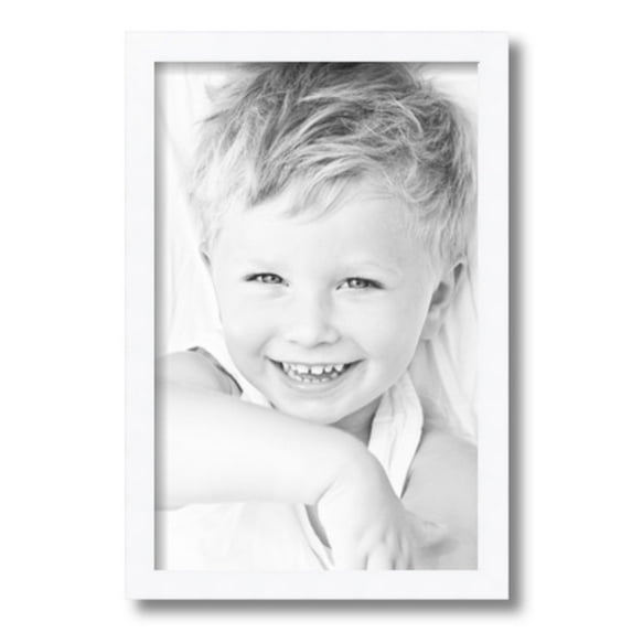 ArtToFrames 11" x 17" Satin White Picture Frame, 11x17 inch White Wood Poster Frame (WOM-4655)