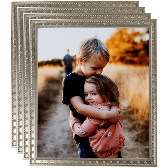 ArtToFrames 11" x 17" Silver Picture Frame, 11x17 inch Multi Wood Poster Frame (WOM-4756), 4 Pack