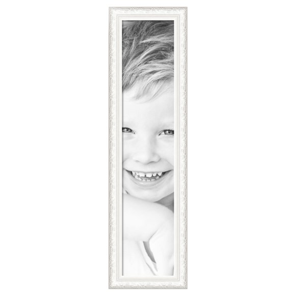 ArtToFrames 11" x 52" Majestic White Picture Frame, 11x52 inch Silver Wood Poster Frame (WOM-5198), Pack