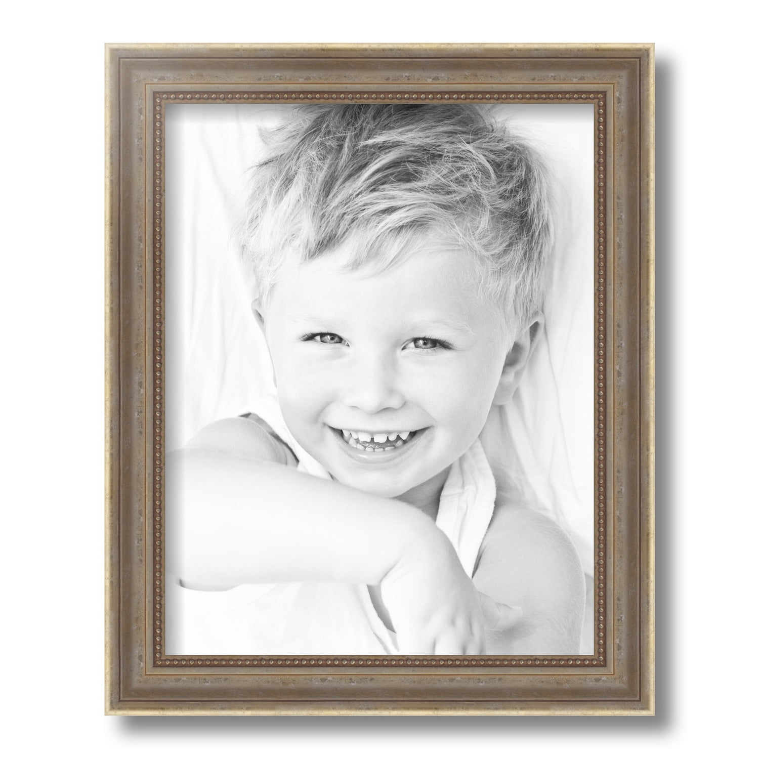 ArtToFrames 11x14 Inch Aged White Gold Picture Frame, This Silver Wood