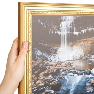 ArtToFrames 11x14 Inch Gold Speckeled Picture Frame, This Gold Wood Poster Frame is Great for Your Art or Photos, Comes with Regular Glass (4223)
