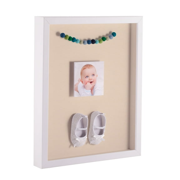 ArtToFrames 11x14 Inch Shadow Box Picture Frame, with a Satin White 1 Wide Shadowbox frame and French Creme Mat Backing (4655)