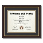 ArtToFrames 11x14 inch Diploma Frame - Framed in Mahogany and Gold Slope Frame with Black and Gold Mats, Comes with Regular Glass and Sawtooth Hanger for Wall Hanging (D-4447-11x14)