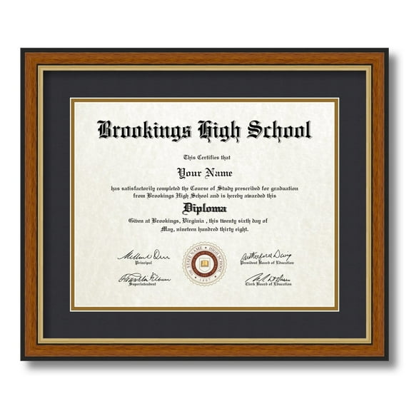 ArtToFrames 11x14 inch Diploma Frame - Framed in Medium Tri-colored Frame with Black and Gold Mats, Comes with Regular Glass and Sawtooth Hanger for Wall Hanging (D-4446-11x14)