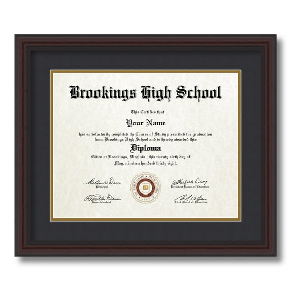 ArtToFrames 11x14 inch Diploma Frame - Framed in Traditional Cherry with Steps with Black and Gold Mats, Comes with Regular Glass and Sawtooth Hanger for Wall Hanging (D-4165-11x14)