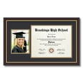 thumbnail image 1 of ArtToFrames 11x14 inch Diploma Frame with Tassel Opening - Framed in Mahogany and Gold Slope Frame with Black and Gold Mats, Comes with Regular Plexi Glass and Sawtooth Hanger (D-T-4447-11x14), 1 of 4