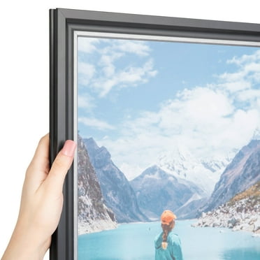 ArtToFrames 11x17 Inch Black Velvet with Silver Picture Frame, This Black MDF Poster Frame is Great for Your Art or Photos, Comes with Regular Glass (4691)