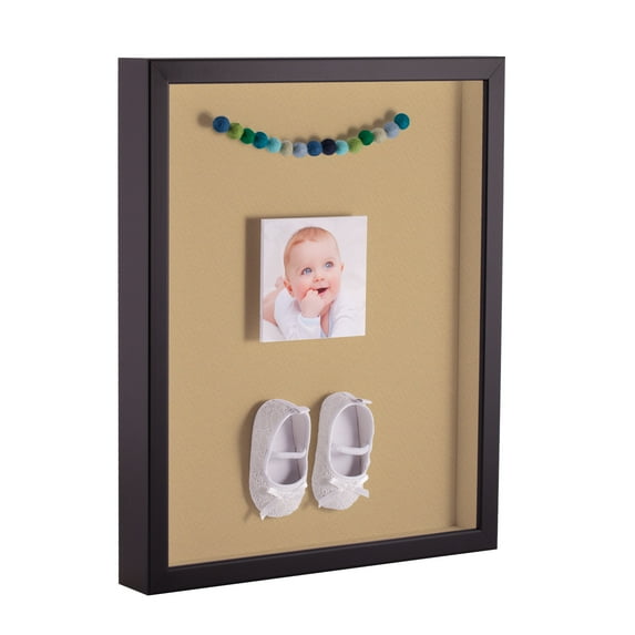 ArtToFrames 11x17 Inch Shadow Box Picture Frame, with a Satin Black Tall 1 Wide Shadowbox frame and Autumn Gold Mat Backing (4654)