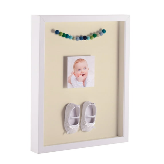ArtToFrames 11x17 Inch Shadow Box Picture Frame, with a Satin White 1 Wide Shadowbox frame and Oyster Mat Backing (4655)