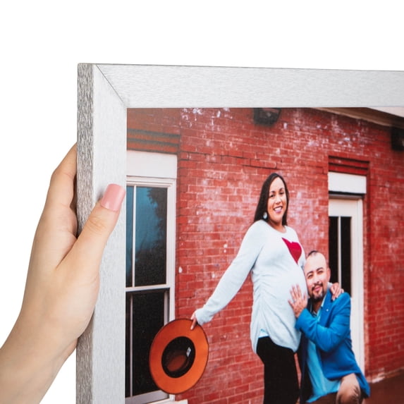 ArtToFrames 11x25 inch Platinum Picture Frame, Silver MDF Poster Frame (4637)