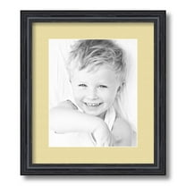 ArtToFrames 12.5x15 Matted Picture Frame with 8.5x11 Single Mat Photo Opening Framed in 1.25 Black Stain on Solid Red Oak and 2 Buttercup Mat (FWM-4083-12.5x15)