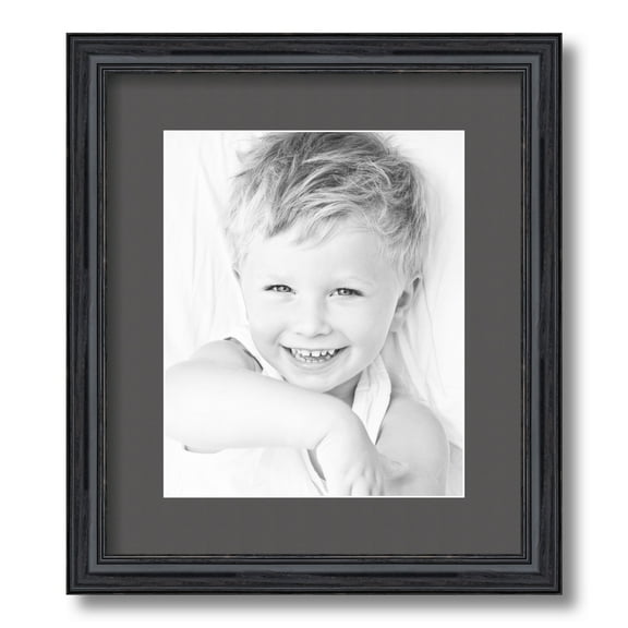 ArtToFrames 12.5x15" Matted Picture Frame with 8.5x11" Single Mat Photo Opening Framed in 1.25" Black Stain on Solid Red Oak and 2" Charcoal Mat (FWM-4083-12.5x15)