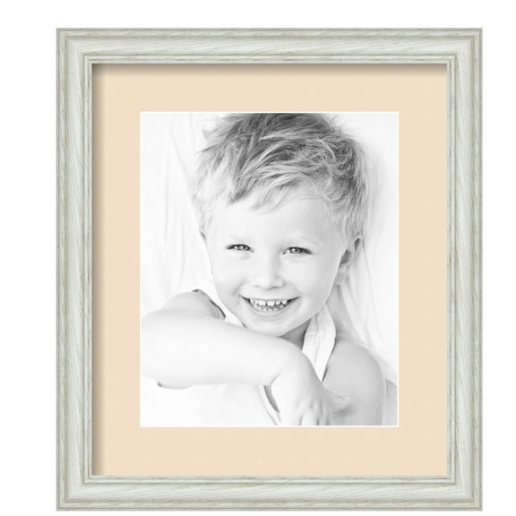 ArtToFrames 12.5x15" Matted Picture Frame with 8.5x11" Single Mat Photo Opening Framed in 1.25" Off White Wash on Ash and 2" French Creme Mat (FWM-4098-12.5x15)