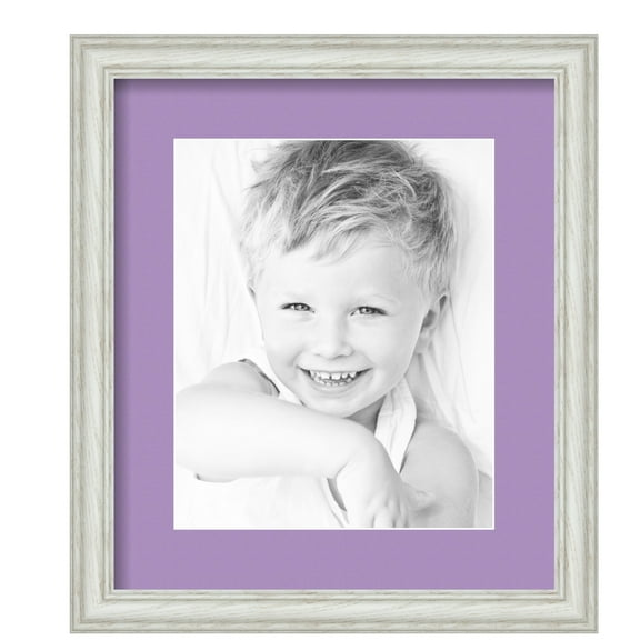 ArtToFrames 12.5x15" Matted Picture Frame with 8.5x11" Single Mat Photo Opening Framed in 1.25" Off White Wash on Ash and 2" Lavender Mist Mat (FWM-4098-12.5x15)