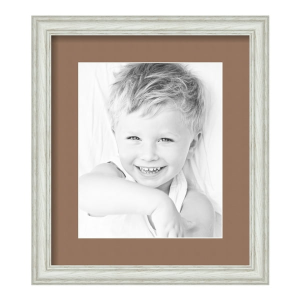 ArtToFrames 12.5x15" Matted Picture Frame with 8.5x11" Single Mat Photo Opening Framed in 1.25" Off White Wash on Ash and 2" Sandpiper Mat (FWM-4098-12.5x15)