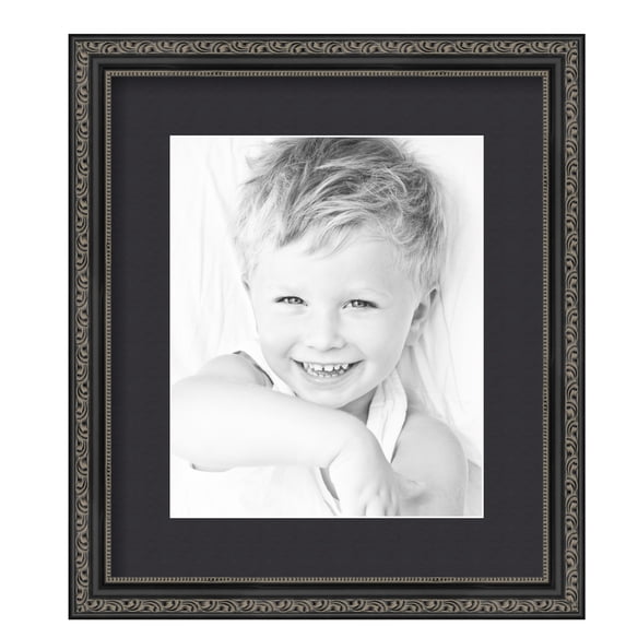 ArtToFrames 12.5x15" Matted Picture Frame with 8.5x11" Single Mat Photo Opening Framed in 1.25" Antique Black and 2" Black Mat (FWM-5106-12.5x15)