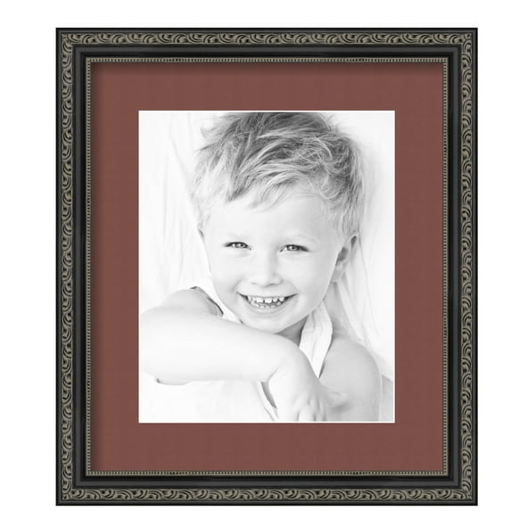 ArtToFrames 12.5x15" Matted Picture Frame with 8.5x11" Single Mat Photo Opening Framed in 1.25" Antique Black and 2" Brique Mat (FWM-5106-12.5x15)
