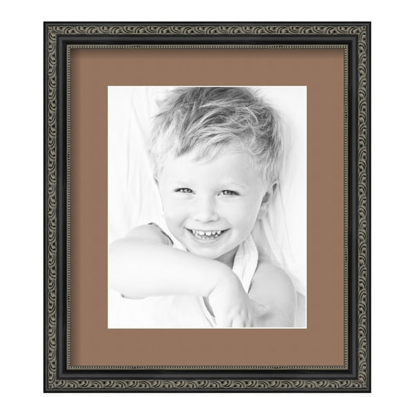 ArtToFrames 12.5x15" Matted Picture Frame with 8.5x11" Single Mat Photo Opening Framed in 1.25" Antique Black and 2" Sandpiper Mat (FWM-5106-12.5x15)