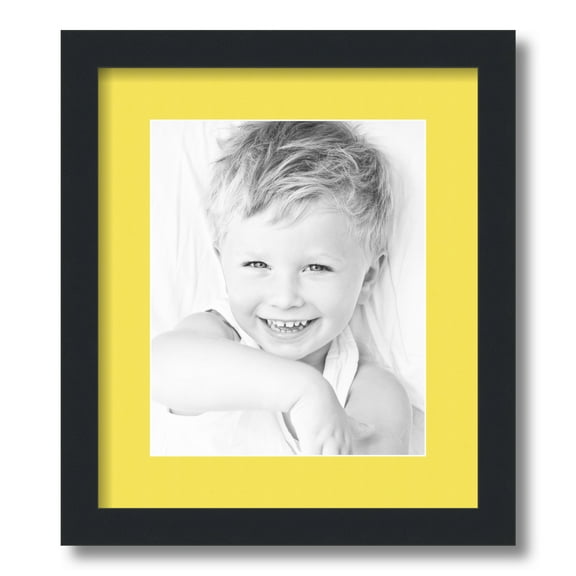 ArtToFrames 12.5x15" Matted Picture Frame with 8.5x11" Single Mat Photo Opening Framed in 1.25" Satin Black and 2" Canary Mat (FWM-3926-12.5x15)