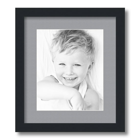 ArtToFrames 12.5x15 Matted Picture Frame with 8.5x11 Single Mat Photo Opening Framed in 1.25 Satin Black and 2 Silver Mat (FWM-3926-12.5x15)