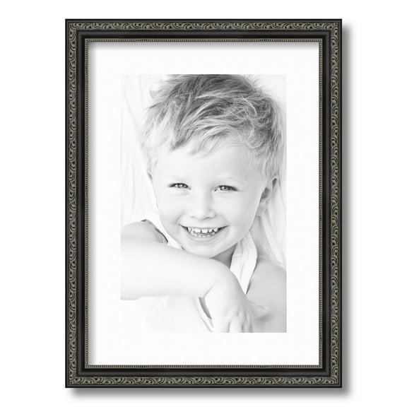 ArtToFrames 12.5x18" Matted Picture Frame with 8.5x14" Single Mat Photo Opening Framed in 1.25" Antique Black and 2" Super White Mat (FWM-5106-12.5x18)