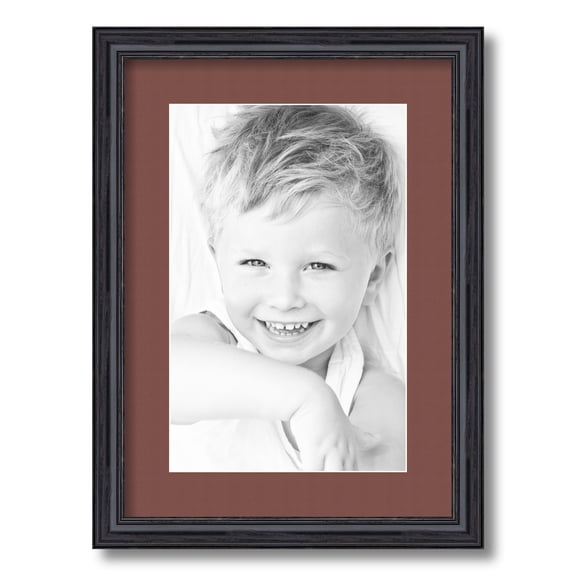 ArtToFrames 12.5x18" Matted Picture Frame with 8.5x14" Single Mat Photo Opening Framed in 1.25" Black Stain on Solid Red Oak and 2" Brique Mat (FWM-4083-12.5x18)