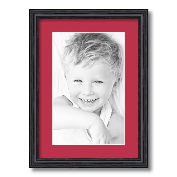 ArtToFrames 12.5x18 Matted Picture Frame with 8.5x14 Single Mat Photo Opening Framed in 1.25 Black Stain on Solid Red Oak and 2 Rouge Mat (FWM-4083-12.5x18)