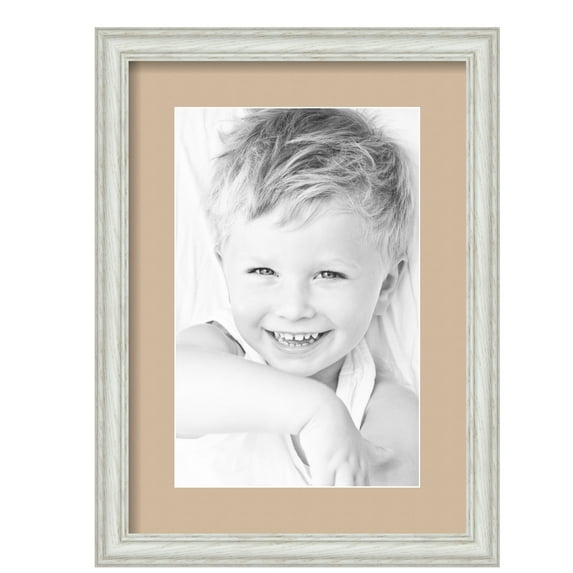 ArtToFrames 12.5x18" Matted Picture Frame with 8.5x14" Single Mat Photo Opening Framed in 1.25" Off White Wash on Ash and 2" Scotch Mist Mat (FWM-4098-12.5x18)