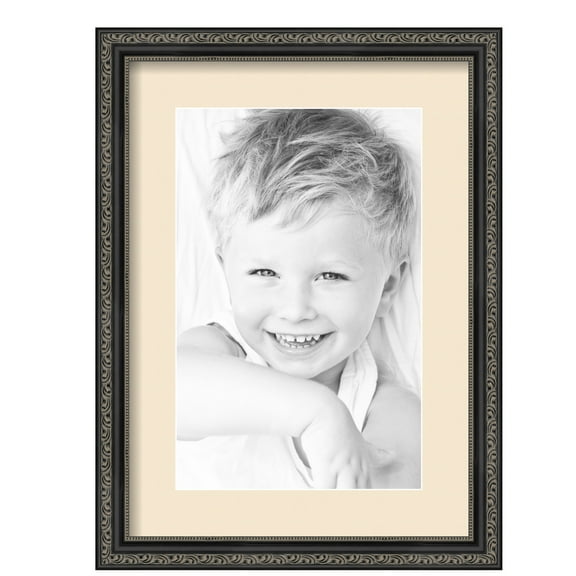 ArtToFrames 12.5x18" Matted Picture Frame with 8.5x14" Single Mat Photo Opening Framed in 1.25" Antique Black and 2" Alabaster Mat (FWM-5106-12.5x18)