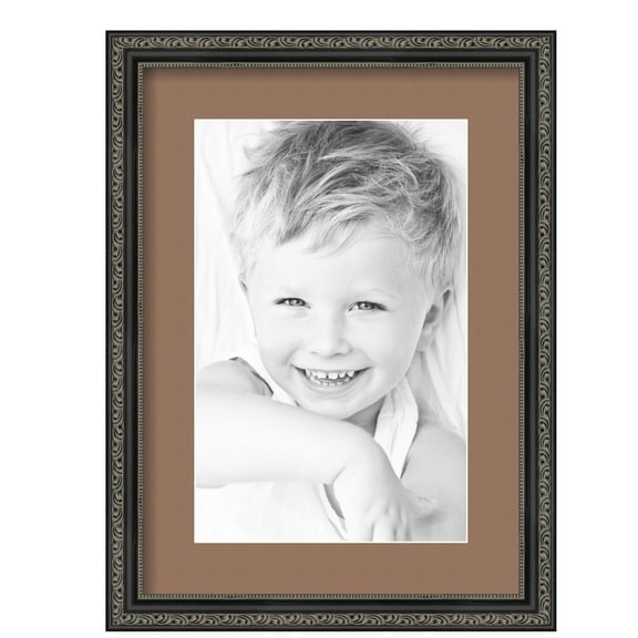 ArtToFrames 12.5x18" Matted Picture Frame with 8.5x14" Single Mat Photo Opening Framed in 1.25" Antique Black and 2" Sandpiper Mat (FWM-5106-12.5x18)