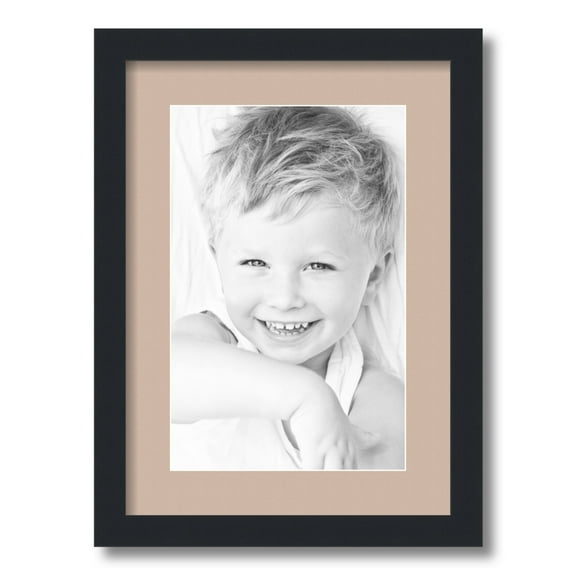 ArtToFrames 12.5x18 Matted Picture Frame with 8.5x14 Single Mat Photo Opening Framed in 1.25 Satin Black and 2 Grey Beige Mat (FWM-3926-12.5x18)
