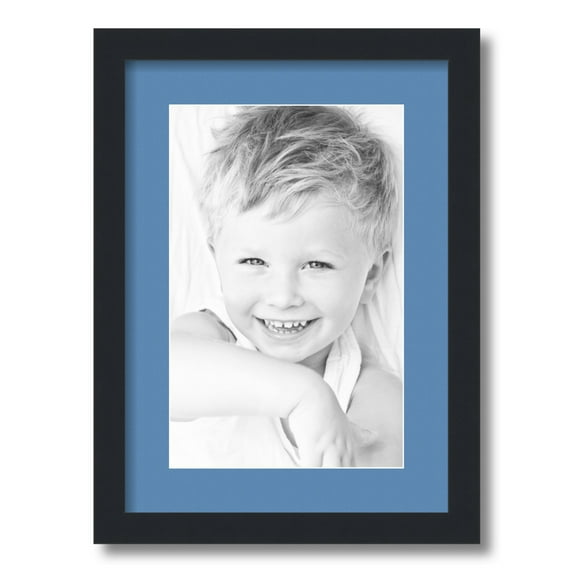 ArtToFrames 12.5x18 Matted Picture Frame with 8.5x14 Single Mat Photo Opening Framed in 1.25 Satin Black and 2 Liberty Blue Mat (FWM-3926-12.5x18)