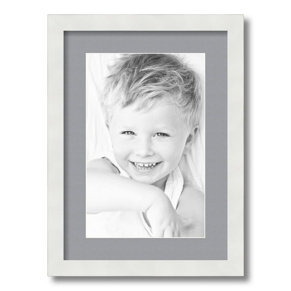 ArtToFrames 12.5x18 Matted Picture Frame with 8.5x14 Single Mat Photo Opening Framed in 1.25 Satin White Frame and 2 Silver Mat (FWM-3966-12.5x18)