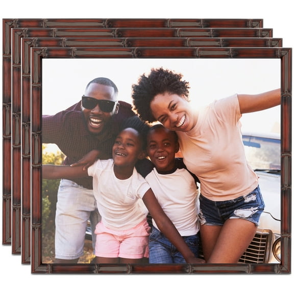 ArtToFrames 12" x 12" .75" - Walnut Bamboo Picture Frame, 12x12 inch Brown Wood Poster Frame (WOM-4874), 4 Pack