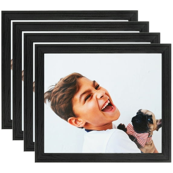 ArtToFrames 12" x 12" Black Picture Frame, 12x12 inch Black Wood Poster Frame (WOM-4107), 4 Pack