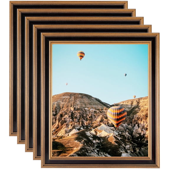 ArtToFrames 12" x 12" Gold with Burgundy Panel Picture Frame, 12x12 inch Gold Wood Poster Frame (WOM-4758), 5 Pack