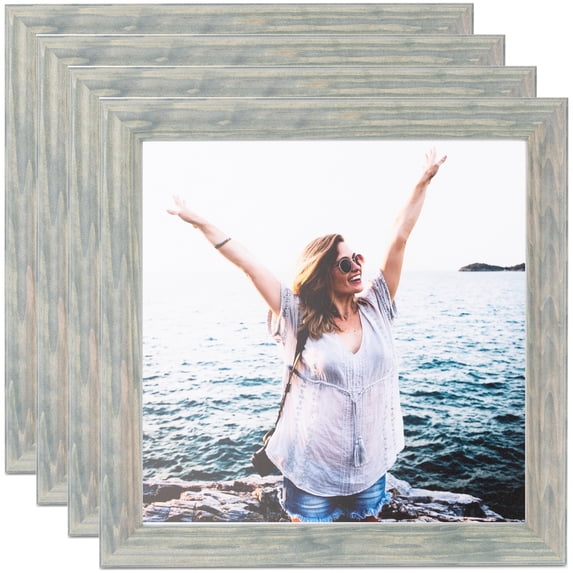 ArtToFrames 12" x 12" Green Picture Frame, 12x12 inch Green Wood Poster Frame (WOM-4442), 4 Pack
