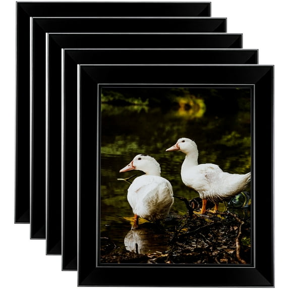 ArtToFrames 12" x 12" Honors Black with Silver Picture Frame, 12x12 inch Black Wood Poster Frame (WOM-5157), 5 Pack