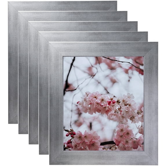 ArtToFrames 12" x 12" Muted Cold Silver Picture Frame, 12x12 inch Silver MDF Poster Frame (WOM-4677), 5 Pack