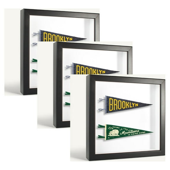 ArtToFrames 12" x 12" Satin Black Picture Frame, 12x12 inch Black Wood Poster Frame (WOM-4654), 3 Pack